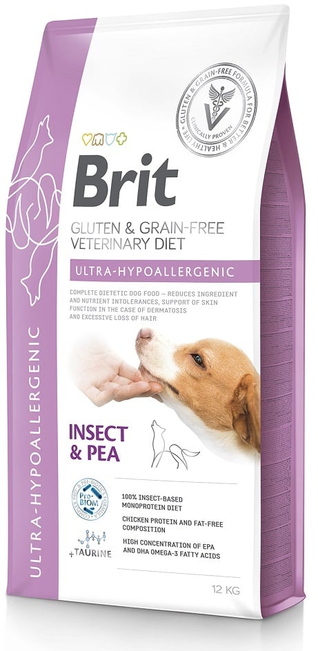 Brit veterinary diet Ultra hypoallergenic insect&erwten 12kg