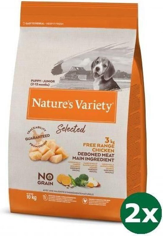 2x10 kg Natures variety selected junior free range chicken hondenvoer
