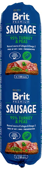 Brit Worst met kalkoen en erwten 800 gram 95%vlees