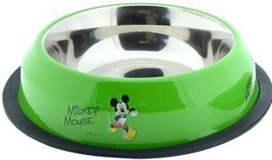 actie Disney voer- of drinkbak rvs antislip 23cm groen Mickey Mouse