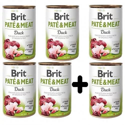 Brit Pate & Meat Eend graanvrij 400 gram 5+1 gratis