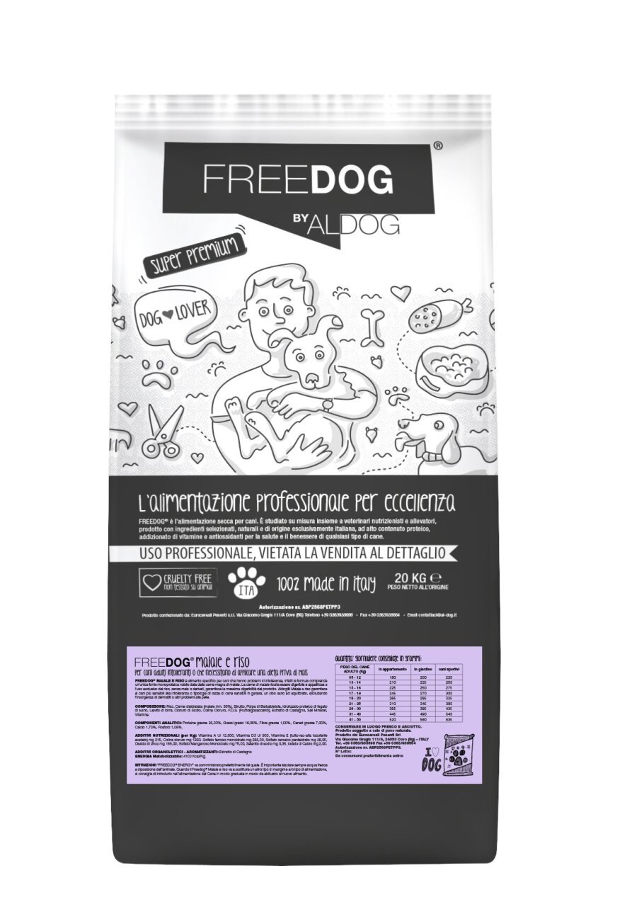 Freedog pork&rice hondenvoer super premium 20kg