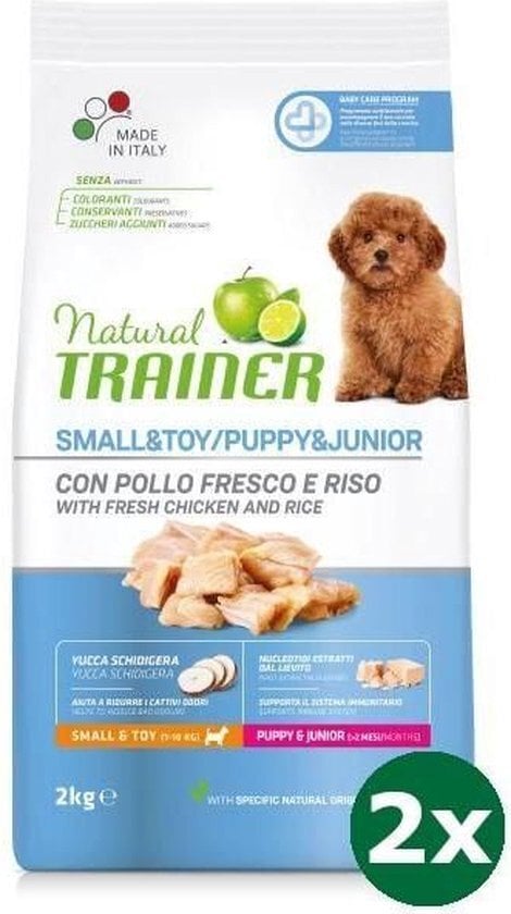 2x2 kg Natural trainer dog puppy / junior mini chicken hondenvoer