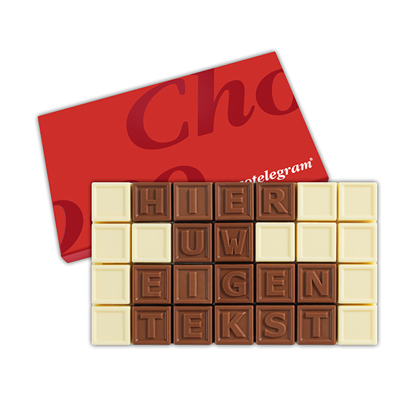 Chocolade telegram met 28 blokjes