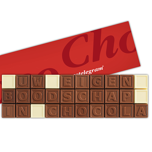 Chocolade telegram met 30 blokjes