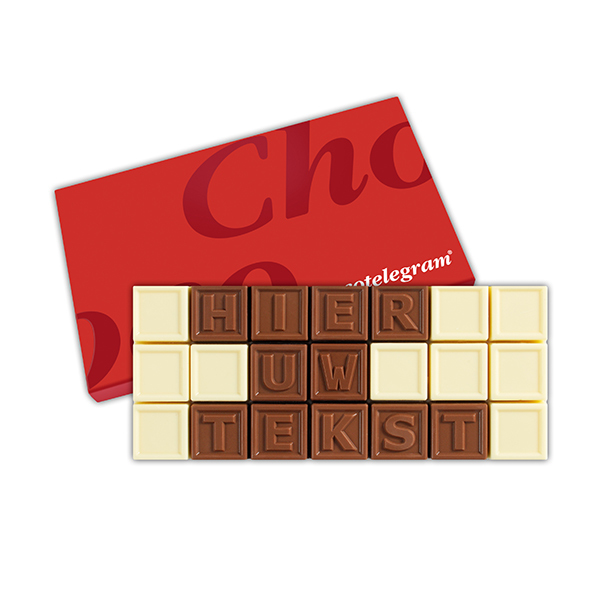 Chocolade telegram met 21 blokjes