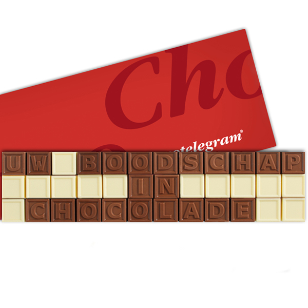 Chocolade telegram met 36 blokjes