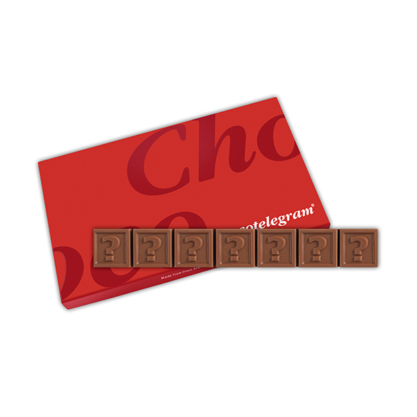 Chocolade telegram met 7 blokjes