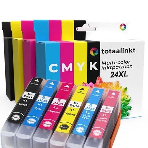 Inktpatroon voor Epson 24XL | 6-pack multicolor
