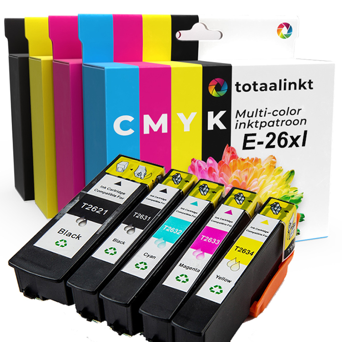 Inktpatroon voor Epson 26XL | 5-pack multicolor