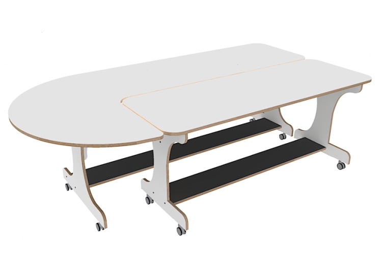 Rechte tafel tbv J-tafel L225cm/wit