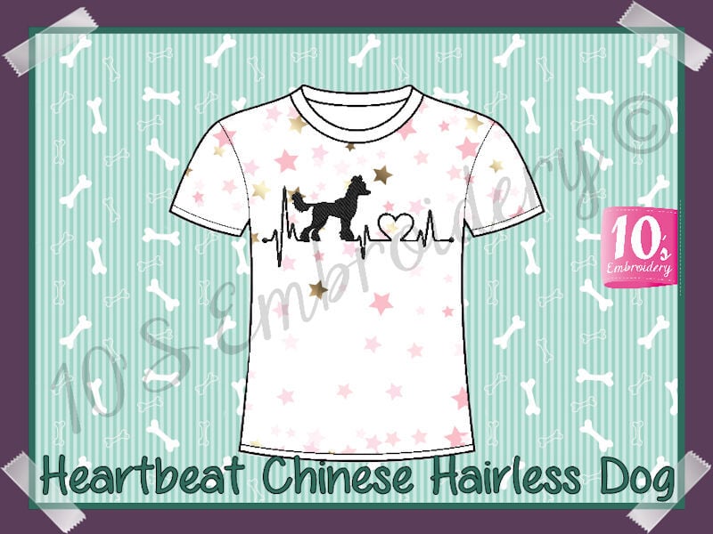 Pattern Heartbeat Chinese Hairless Dog