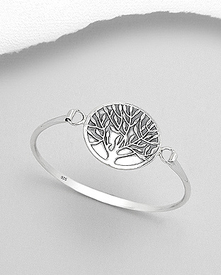 925 zilveren bangle armband " Levensboom "