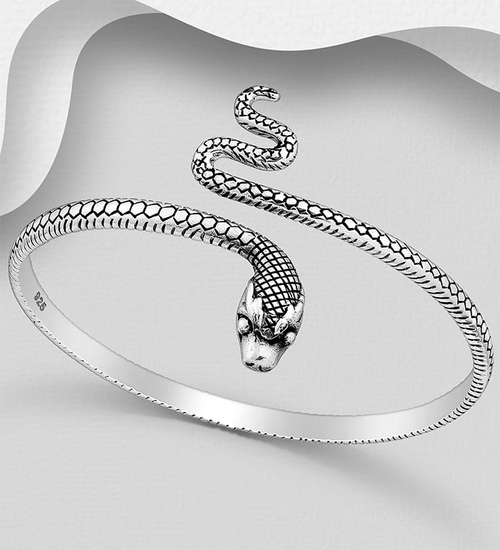Zilveren armband " Aanvallende slang "