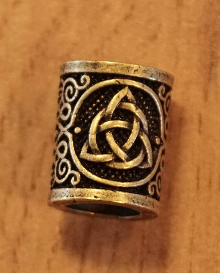 Baardkraal " Keltische knoop " koper kleurig per stuk