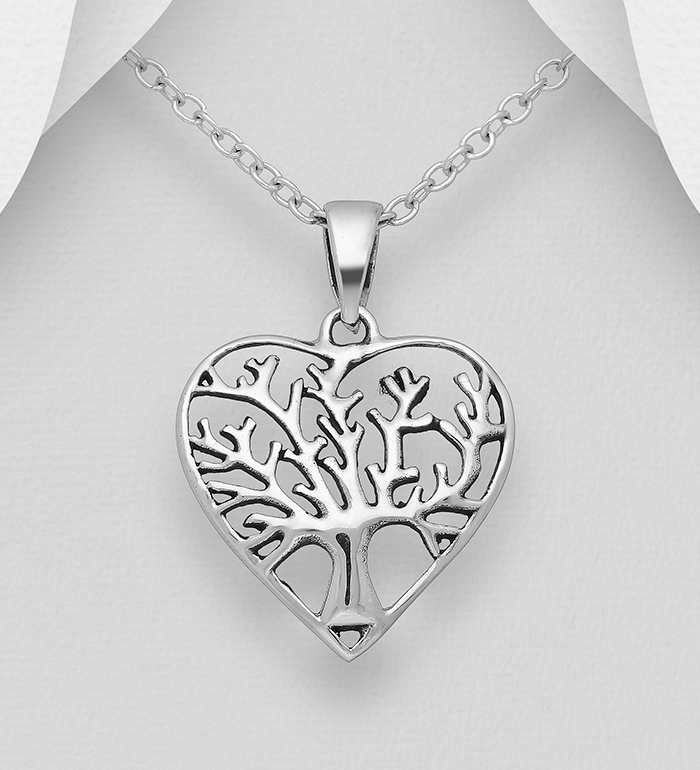 Zilveren hanger  " Liefdes levensboom "