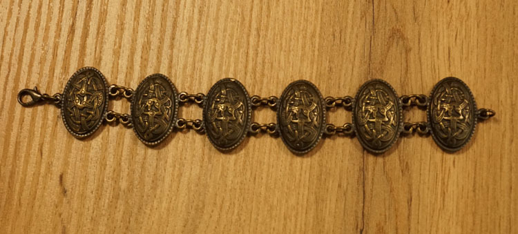 Middeleeuwse armband " Keltische honden " bronskleurig
