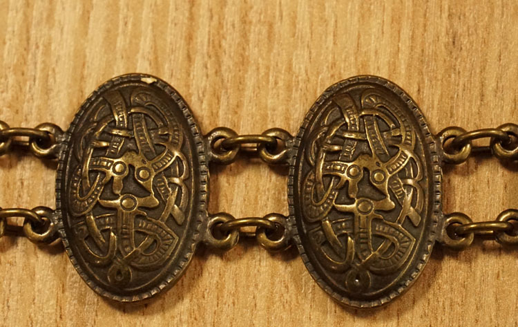 Middeleeuwse armband " Keltische honden " bronskleurig
