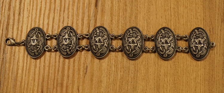 Middeleeuwse armband " Keltische honden " nikkelkleurig