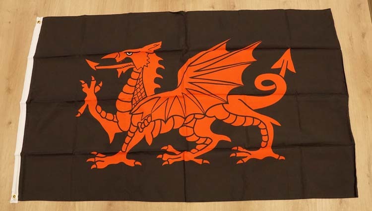 Vlag " Welsch Dragon " zwart