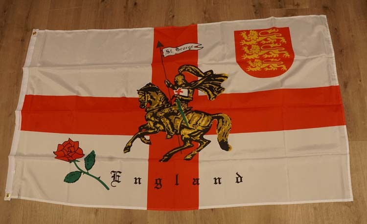 Vlag " England Rose and Lion Charger St George "