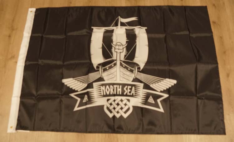 Vlag " North sea " vikingschip