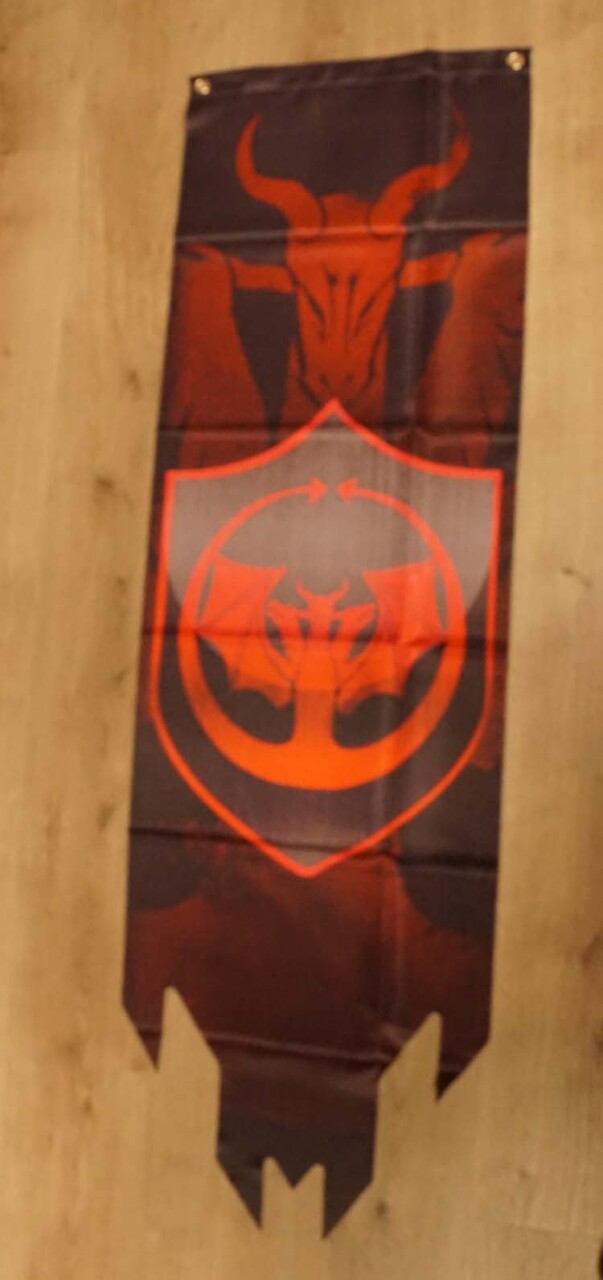 Banner " Duivel " rood / zwart