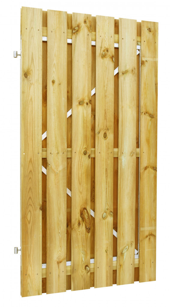 Plankendeur| Grenen hout | geschaafd | verstelbaar stalen frame | 100 x 190 cm | recht | groen behandeld