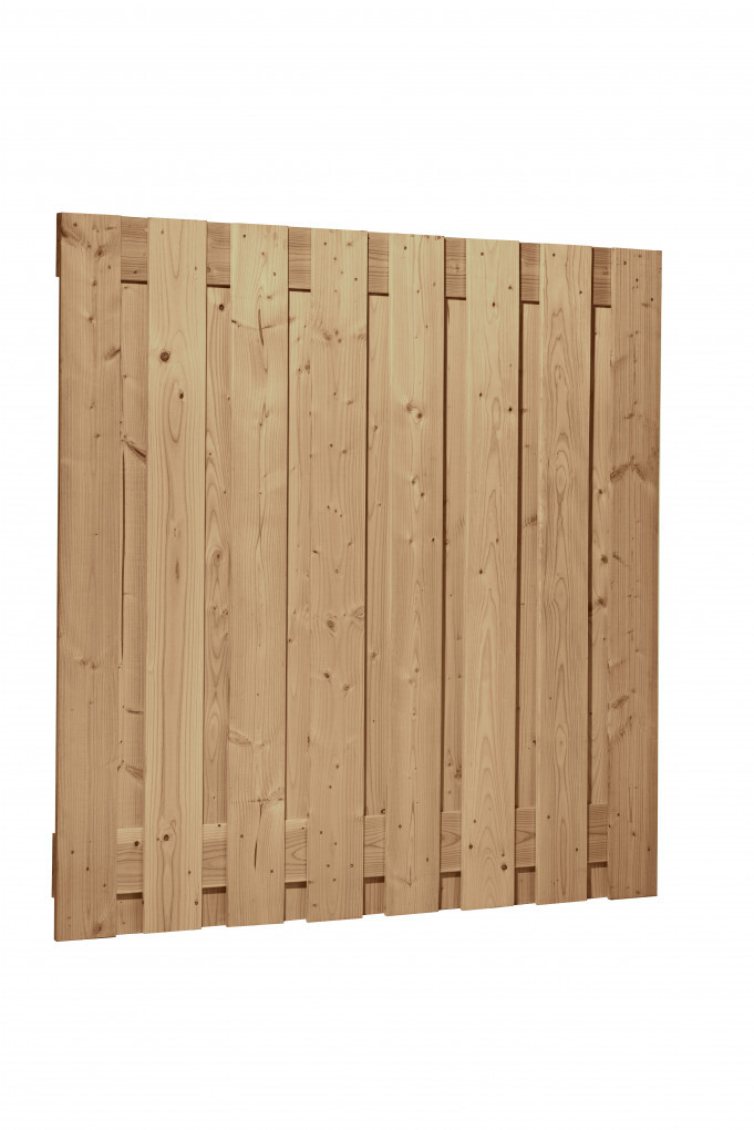 Plankenscherm | Douglas | geschaafd | 17 planken van 18 mm | 180 x 180 cm | Verticaal | groen behandeld