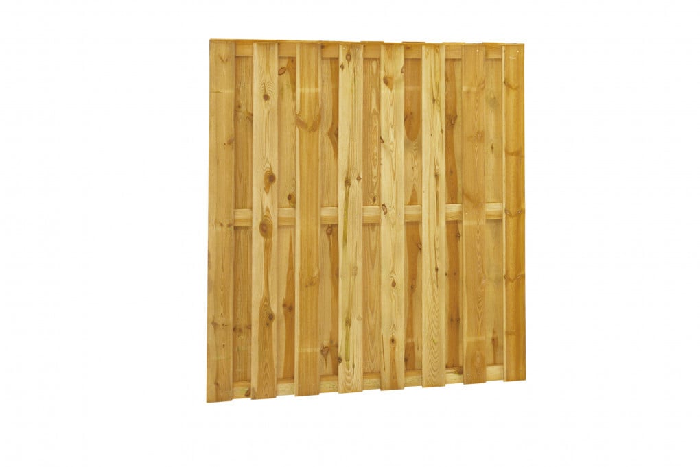 Plankenscherm | Grenen hout | geschaafd | 18 planken van 15 mm | 179 x 179 cm | recht | groen behandeld
