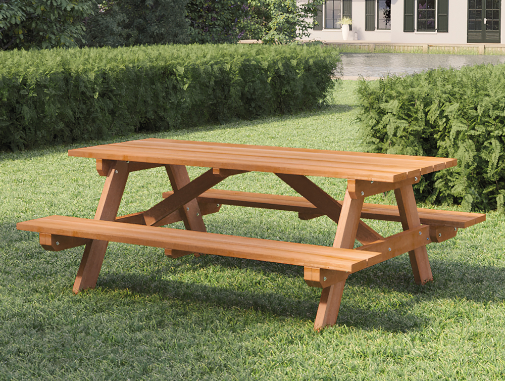 Hardhouten picknicktafel (200 x 160 x 75 cm) (3.5 cm plankdikte)