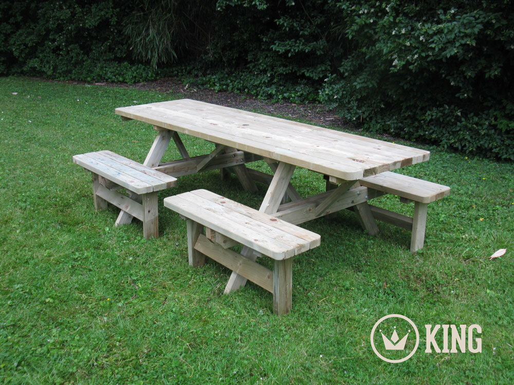 <BIG><B>KING ® Table de pique-nique confort (version extra solide) 2.40m / 4 cm d'épaisseur (6 TABLES)</B></BIG>