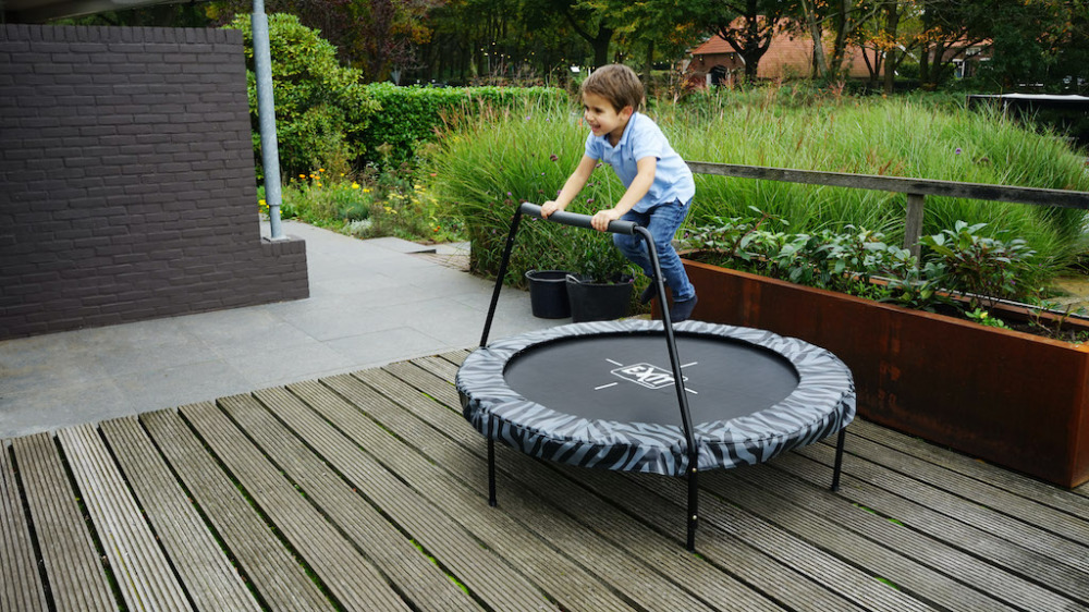 EXIT Tiggy junior trampoline met beugel diameter 140cm - zwart/grijs