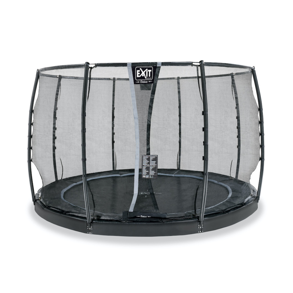 EXIT Dynamic groundlevel trampoline diameter 305cm met veiligheidsnet- zwart