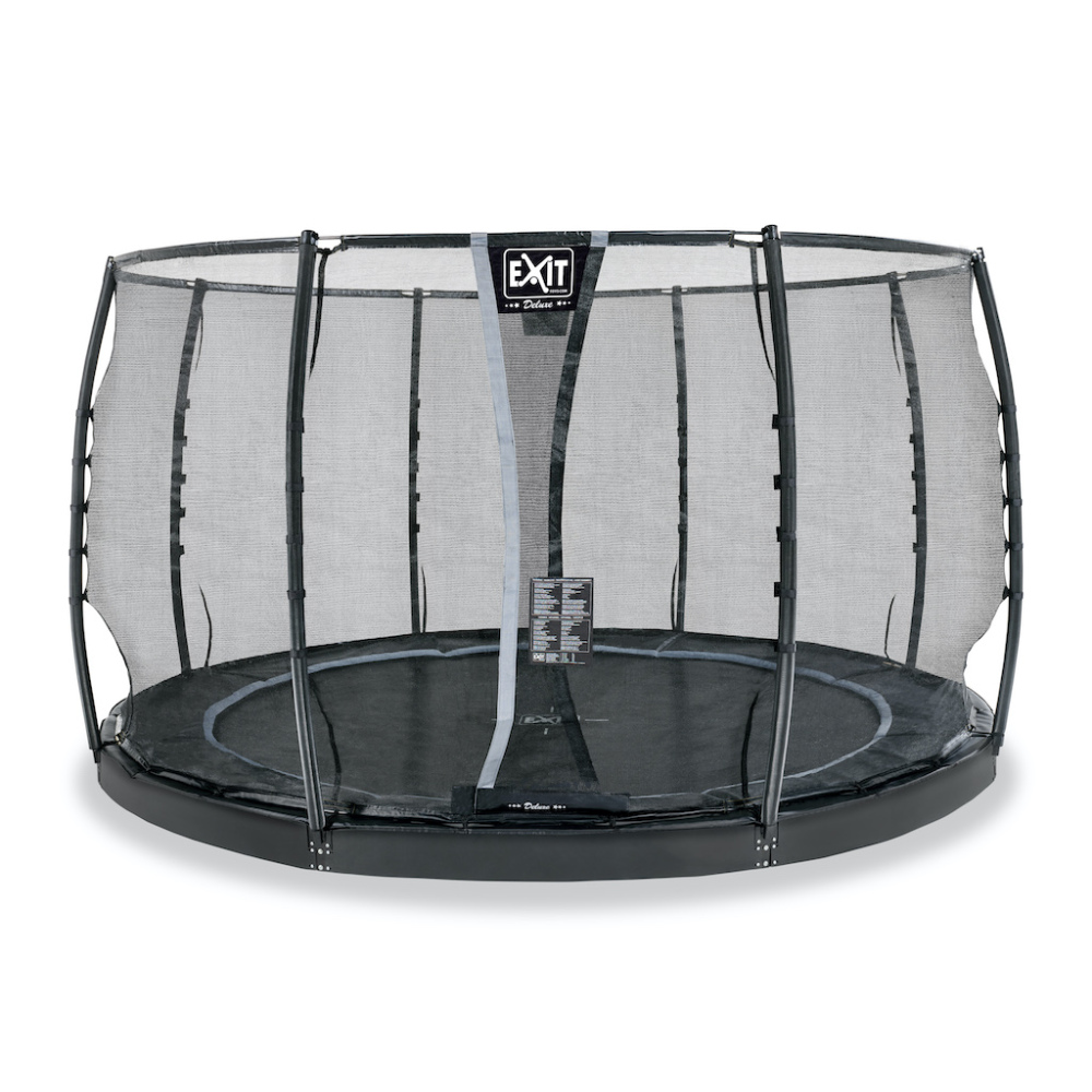EXIT Dynamic groundlevel trampoline diameter 366cm met veiligheidsnet- zwart