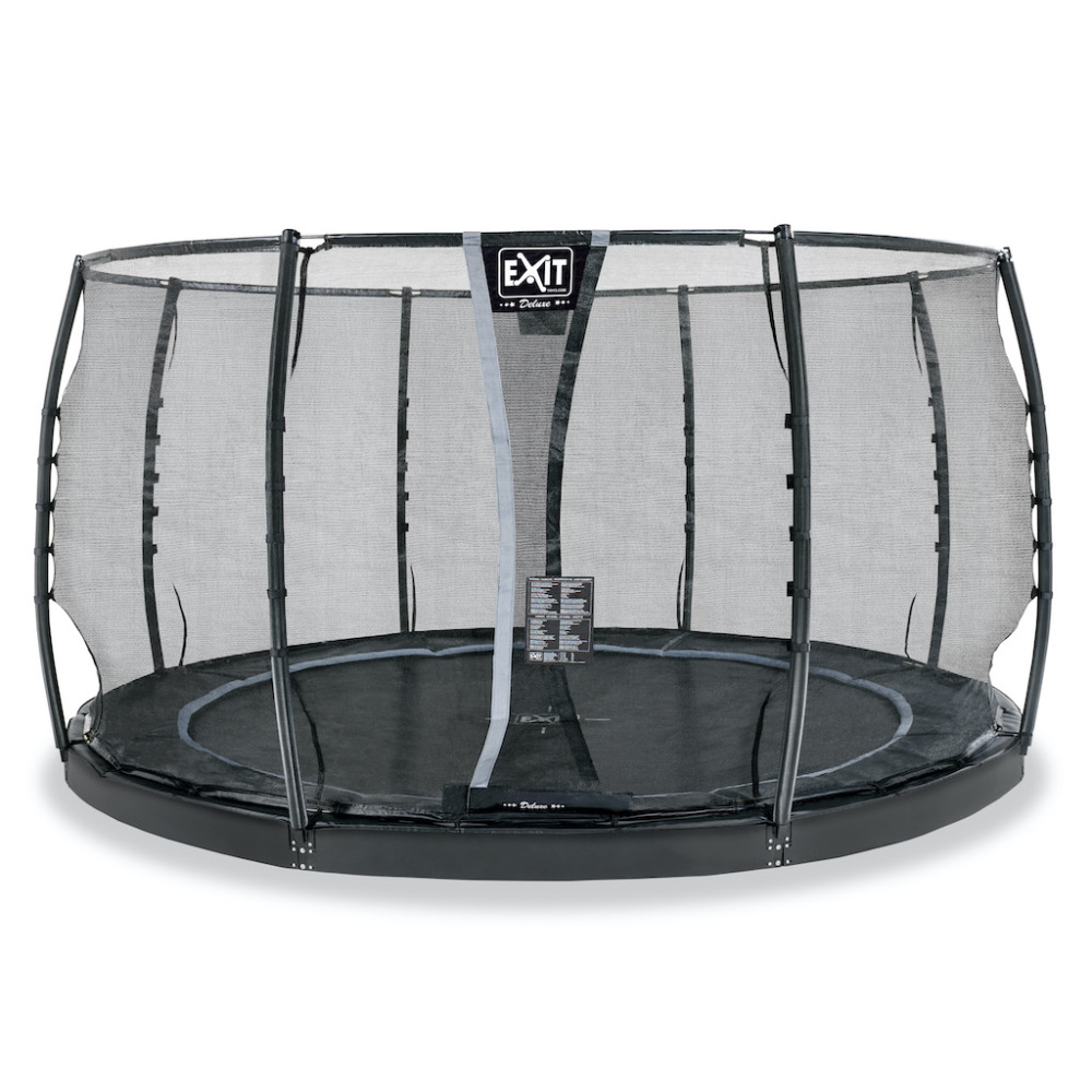 EXIT Dynamic groundlevel trampoline diameter 427cm met veiligheidsnet- zwart
