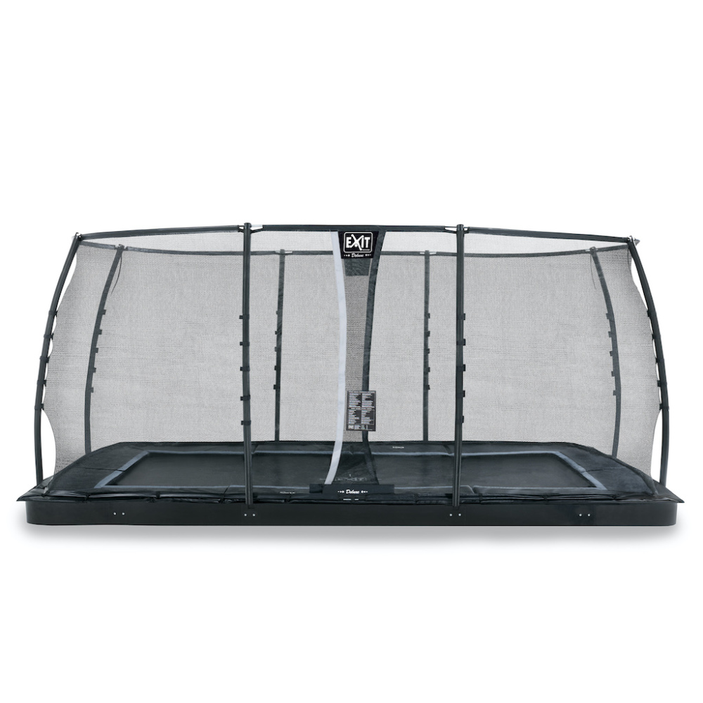 EXIT Dynamic groundlevel trampoline 305x519cm met veiligheidsnet- zwart