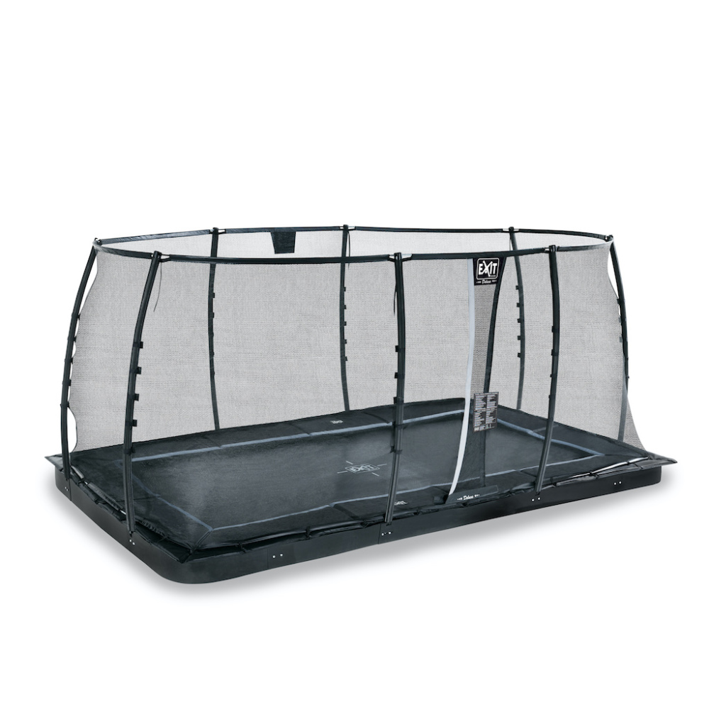 EXIT Dynamic groundlevel trampoline 275x458cm met veiligheidsnet- zwart