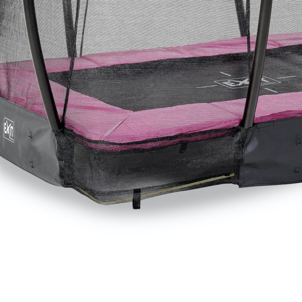 EXIT Silhouette inground trampoline 153x214cm met veiligheidsnet- roze