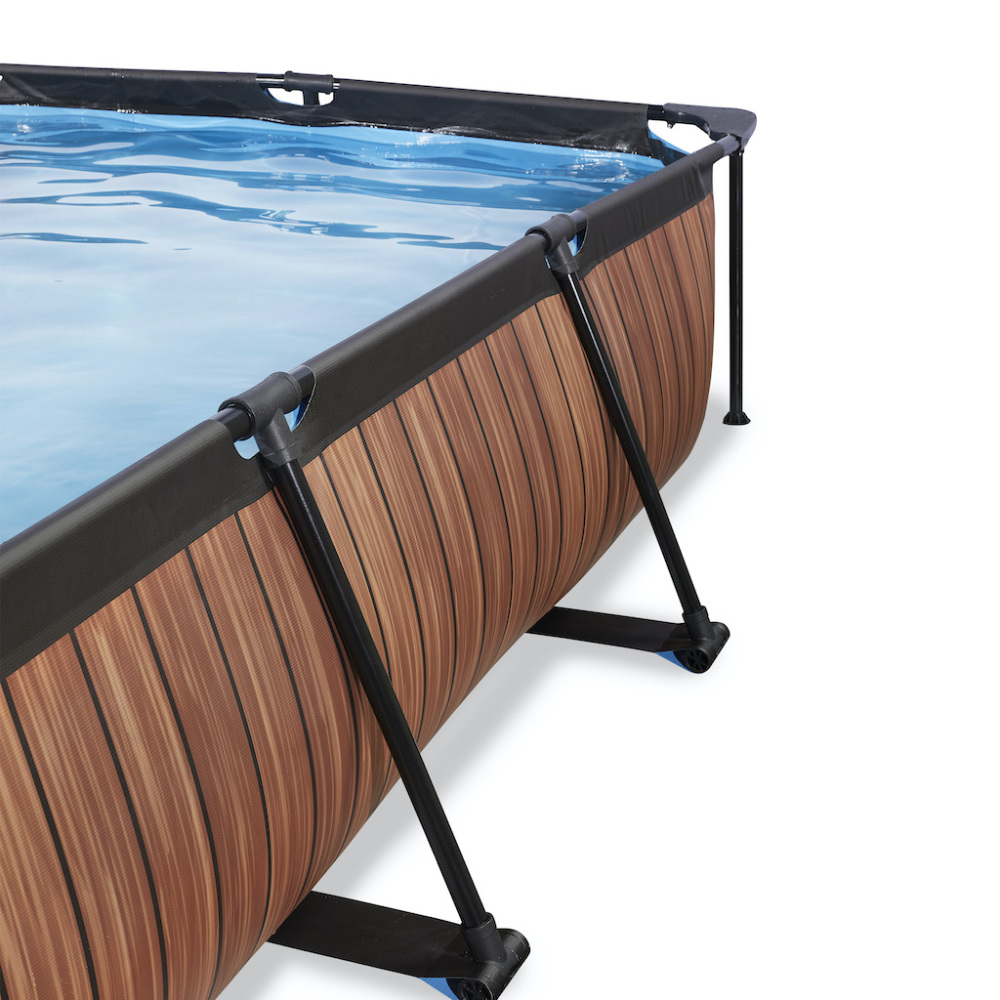 EXIT Wood zwembad 220x150x65cm met filterpomp - bruin