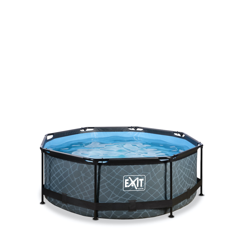 EXIT Stone zwembad diameter 244x76cm met filterpomp - grijs