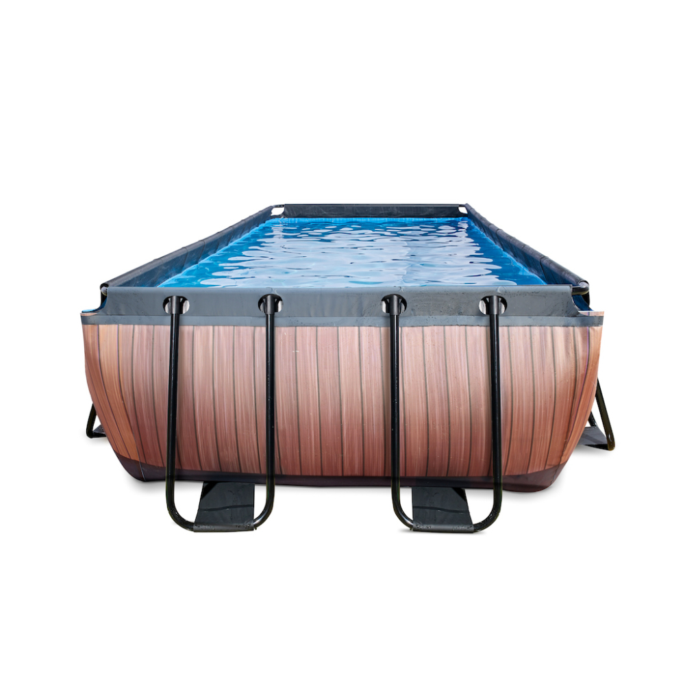 EXIT Wood zwembad 400x200cm met filterpomp - bruin