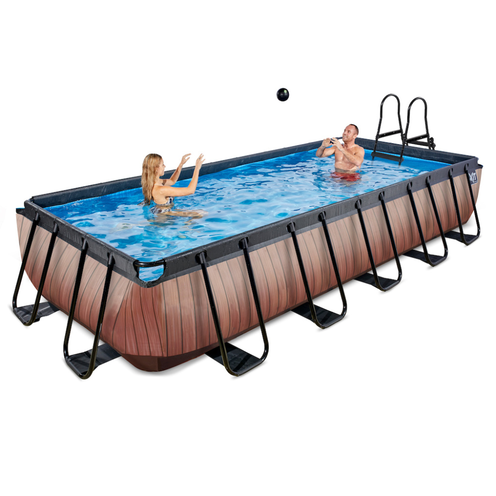 EXIT Wood zwembad 540x250cm met filterpomp - bruin
