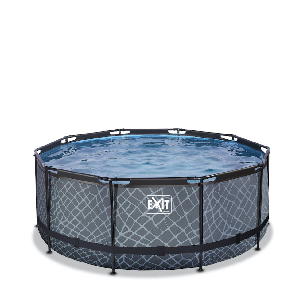 EXIT Stone zwembad diameter 360x122cm met filterpomp - grijs