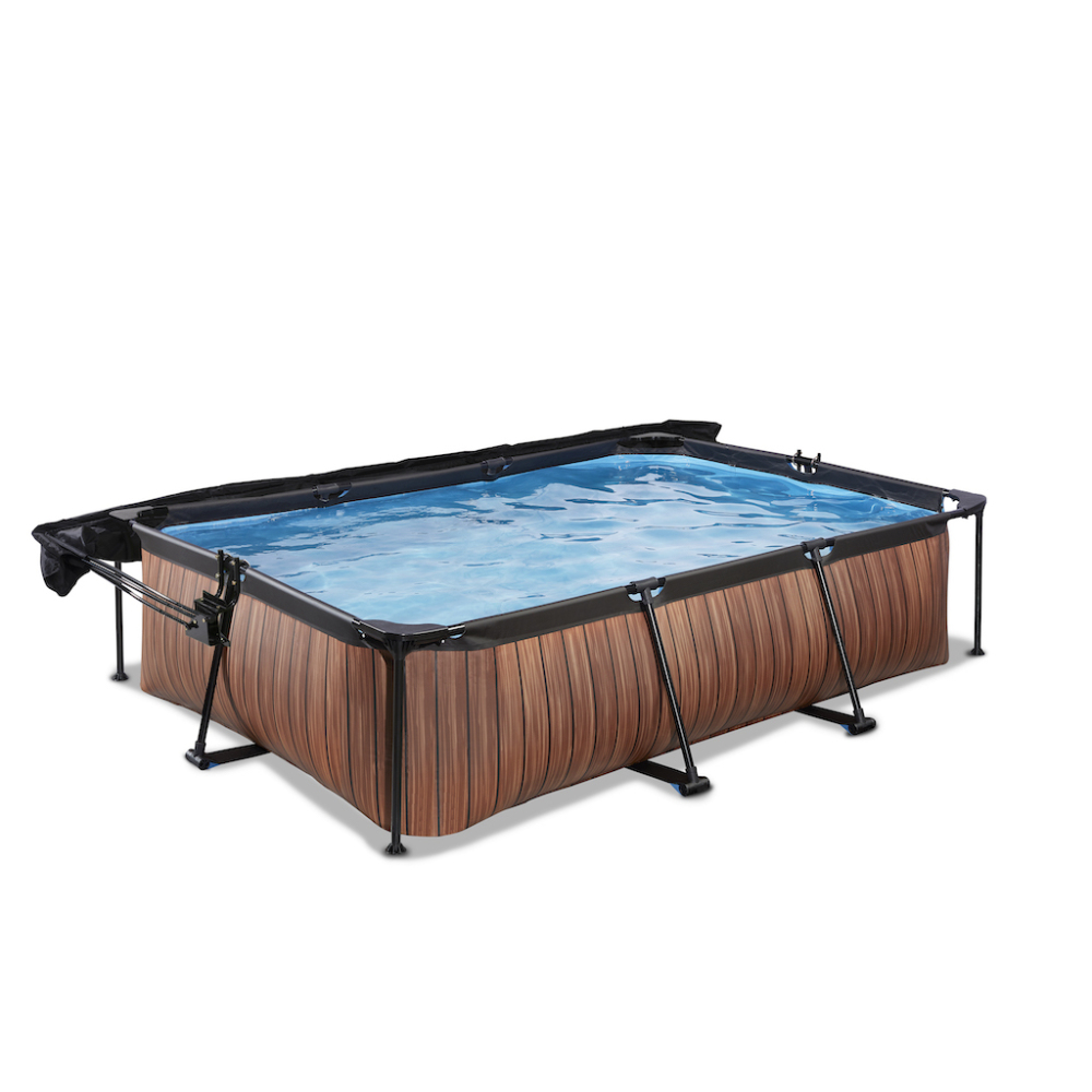 EXIT Wood zwembad 300x200x65cm met schaduwdoek en filterpomp - bruin
