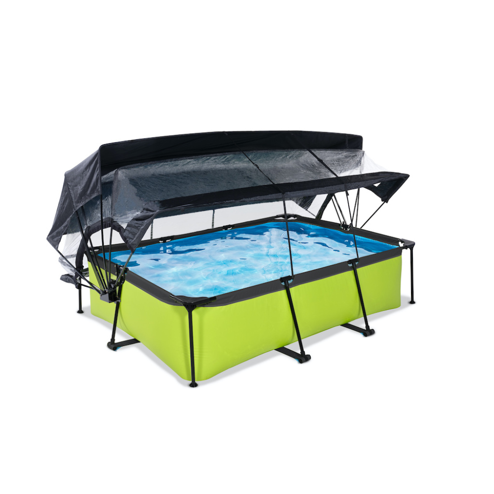 EXIT Lime zwembad 220x150x65cm met overkapping, schaduwdoek en filterpomp - groen