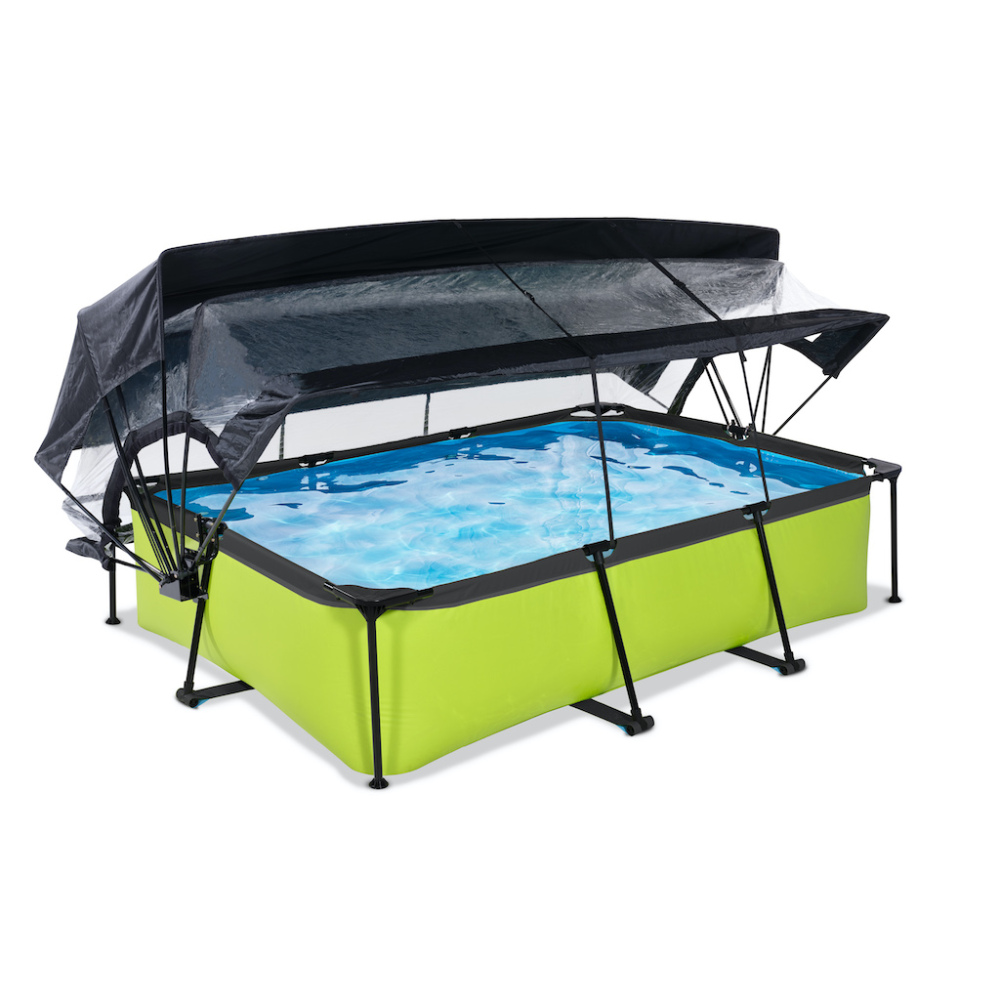 EXIT Lime zwembad 300x200x65cm met overkapping, schaduwdoek en filterpomp - groen