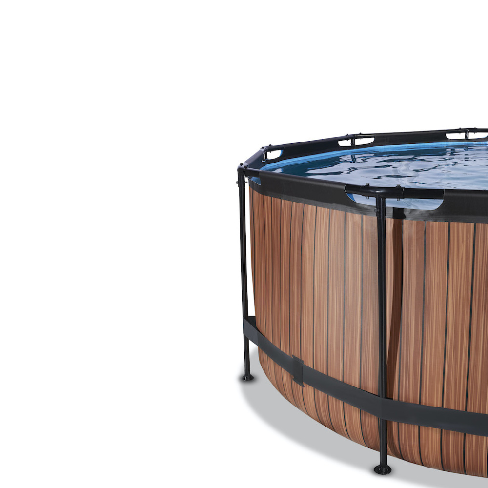 EXIT Wood zwembad diameter 360x122cm met zandfilterpomp - bruin