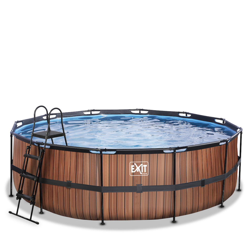 EXIT Wood zwembad diameter 450x122cm met zandfilterpomp - bruin