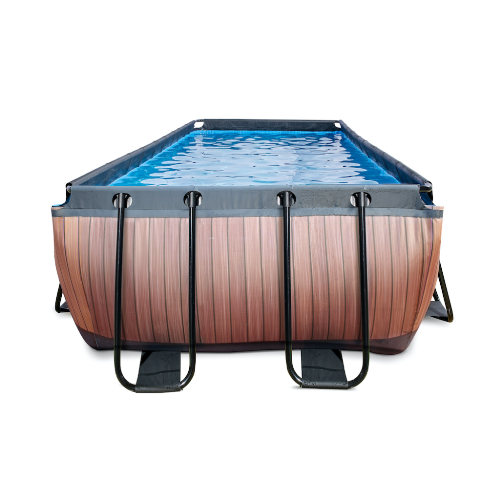 EXIT Wood zwembad 400x200x122cm met zandfilterpomp - bruin
